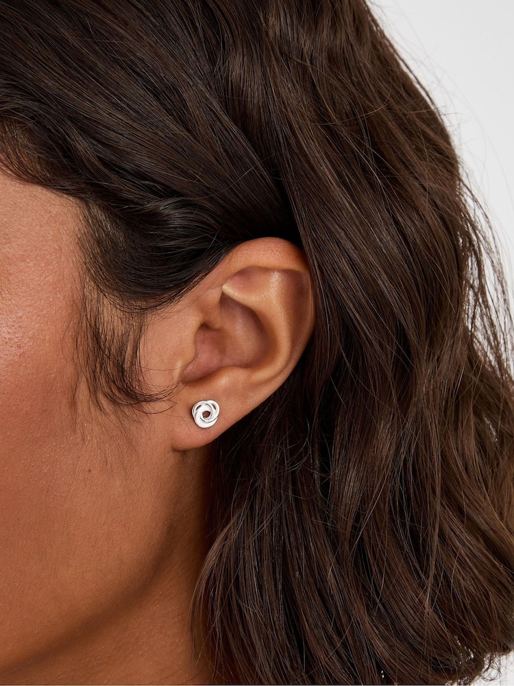 Accessorize Silver Plated Sterling Flat Knot Stud Earrings - Image 2 of 2