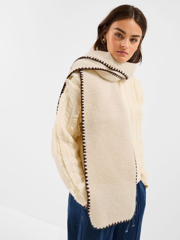 Accessorize Natural Super Soft Blanket Stitch Scarf - Image 3 of 3 Accessorize Natural Super Soft Blanket Stitch Scarf - Image 3 of 3