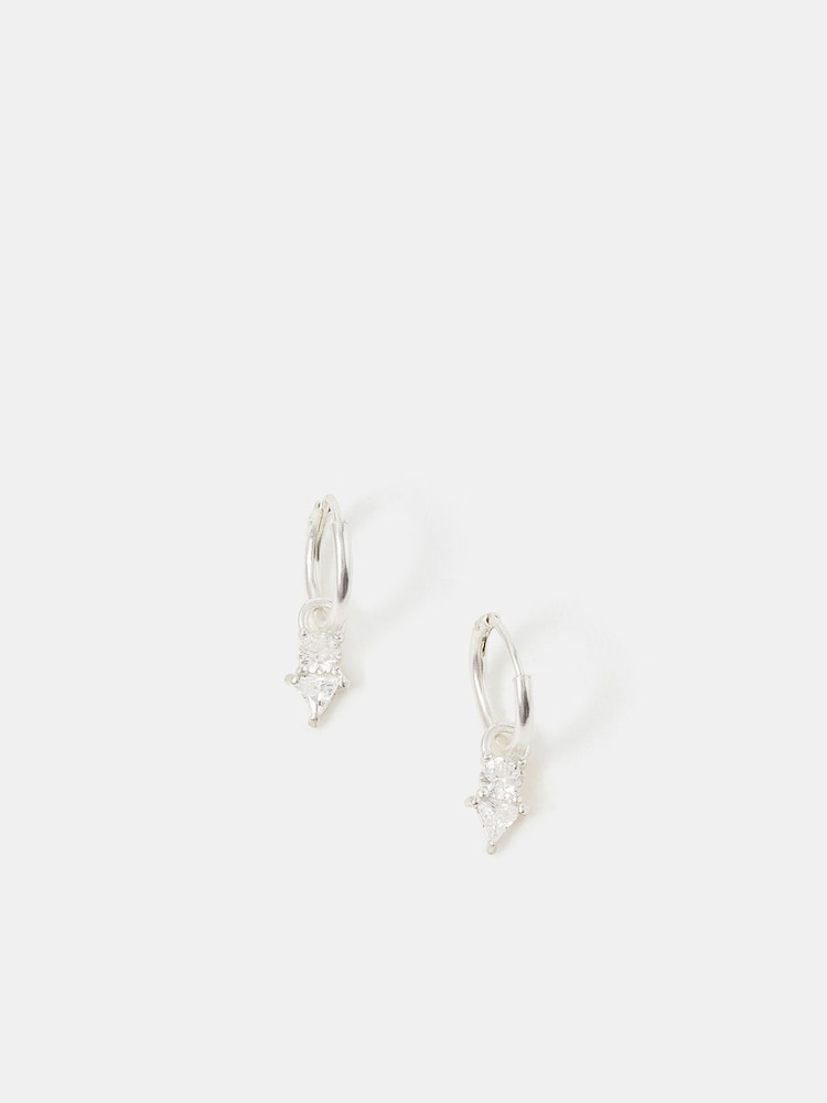 Accessorize 925 Sterling Silver Diamanté Hoop Earrings - Image 1 of 3