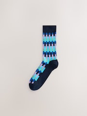 Bright Blue/Green/Orange Pattern Socks 5 Pack - Image 2 of 8