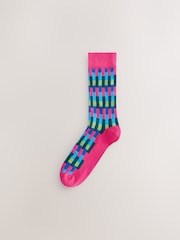 Bright Blue/Green/Orange Pattern Socks 5 Pack - Image 6 of 8