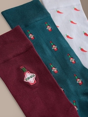 Green/Red/Grey Signature Tabasco Modal Pattern Socks 3 Pack - Image 5 of 6