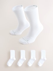White Active Cushioned Sports Socks 4 Pack - Image 1 of 7