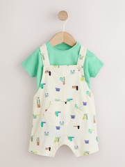 Verde con perros - Twill Dungaree and Bodysuit Baby Set (0mths-2yrs) - Imagen 1 de 7