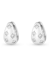 Beaverbrooks Sterling Silver Plated Cubic Zirconia Huggie Hoop Earrings - Image 1 of 4