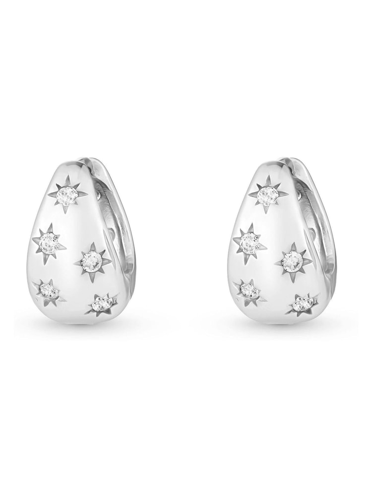 Beaverbrooks Sterling Silver Plated Cubic Zirconia Huggie Hoop Earrings - Image 1 of 4