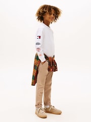 Tommy Hilfiger White Multi-Badge Long Sleeve T-Shirt - Image 2 of 5