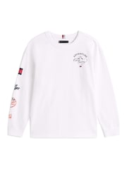 Tommy Hilfiger White Multi-Badge Long Sleeve T-Shirt - Image 5 of 5