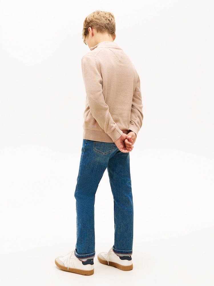 Tommy Hilfiger Brown Essential Half-Zip Jumper - Image 2 of 5 Tommy Hilfiger Brown Essential Half-Zip Jumper - Image 2 of 5