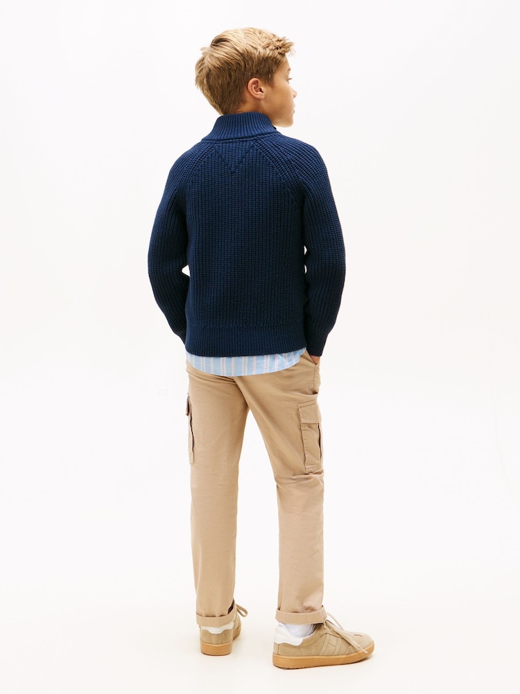 Tommy Hilfiger Blue Essential Stitch Zip-Thru Cardigan - Image 2 of 5