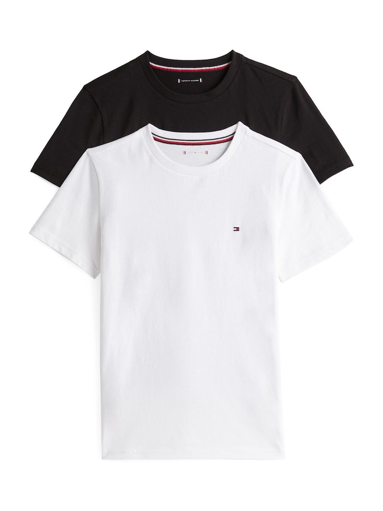 Tommy Hilfiger White 2-Pack Signature Crew Neck T-Shirts - Image 1 of 1 Tommy Hilfiger White 2-Pack Signature Crew Neck T-Shirts - Image 1 of 1