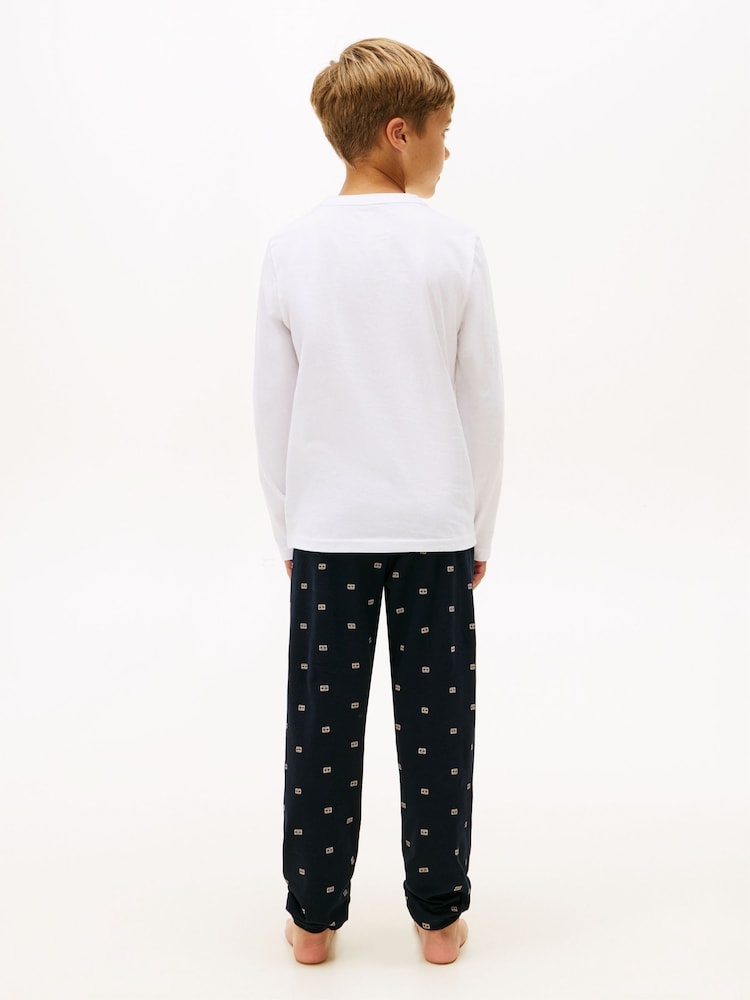 Tommy Hilfiger White Essential Long Sleeve Print Pyjamas Set - Image 2 of 6 Tommy Hilfiger White Essential Long Sleeve Print Pyjamas Set - Image 2 of 6