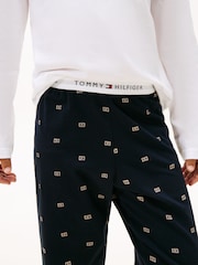 Tommy Hilfiger White Essential Long Sleeve Print Pyjamas Set - Image 3 of 6