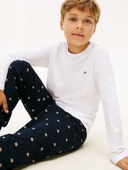 Tommy Hilfiger White Essential Long Sleeve Print Pyjamas Set - Image 4 of 6