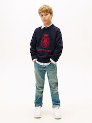 Tommy Hilfiger Blue TH Crest Intarsia Crew Neck Jumper - Image 3 of 5