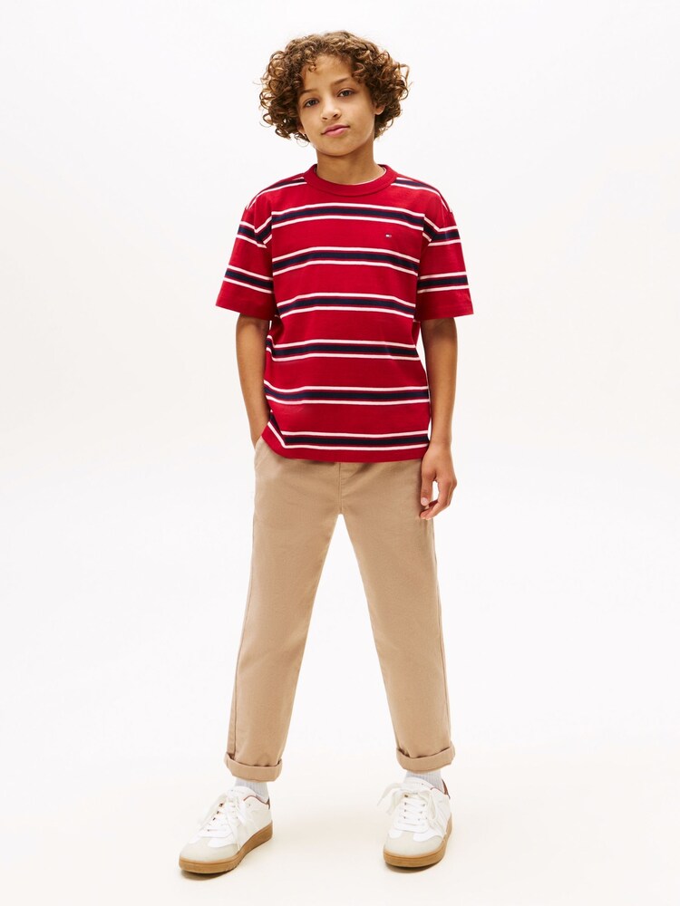 Tommy Hilfiger Red Stripe Crew Neck T-Shirt - Image 2 of 5 Tommy Hilfiger Red Stripe Crew Neck T-Shirt - Image 2 of 5