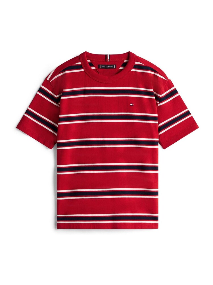 Tommy Hilfiger Red Stripe Crew Neck T-Shirt - Image 5 of 5 Tommy Hilfiger Red Stripe Crew Neck T-Shirt - Image 5 of 5