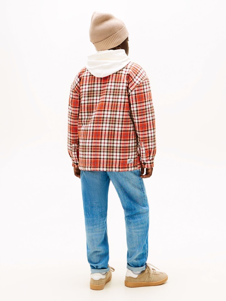 Tommy Hilfiger Red Regular Fit Check Twill Overshirt - Image 2 of 5 Tommy Hilfiger Red Regular Fit Check Twill Overshirt - Image 2 of 5