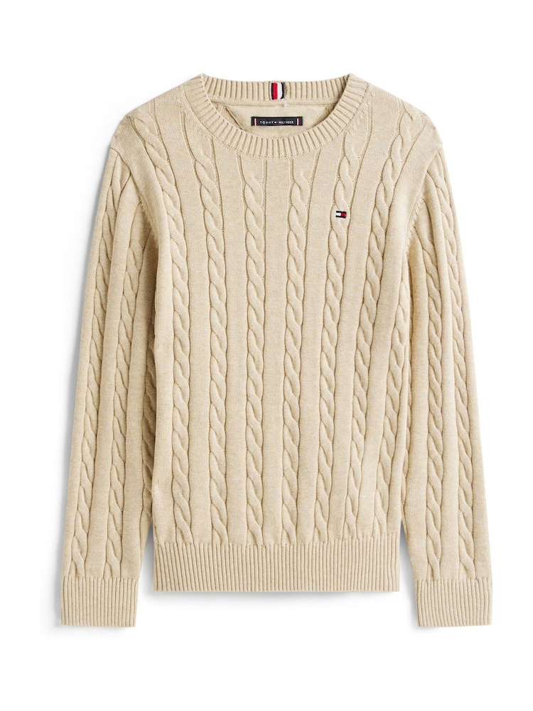 Tommy Hilfiger Cream Cable Knit Crew Neck Jumper - Image 5 of 5