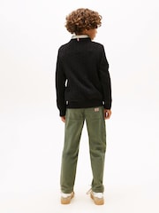 Tommy Hilfiger Black Cable Knit Crew Neck Jumper - Image 3 of 5