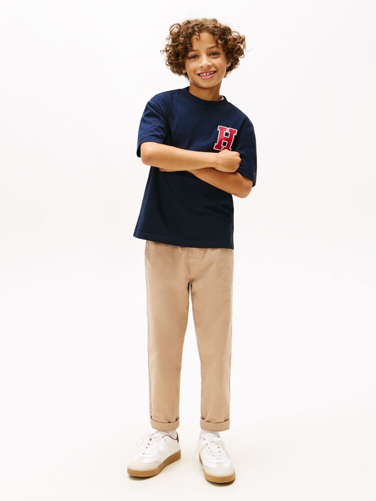 Tommy Hilfiger Blue Varsity Back Logo Crew Neck T-Shirt - Image 2 of 5 Tommy Hilfiger Blue Varsity Back Logo Crew Neck T-Shirt - Image 2 of 5