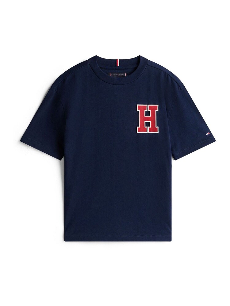 Tommy Hilfiger Blue Varsity Back Logo Crew Neck T-Shirt - Image 5 of 5 Tommy Hilfiger Blue Varsity Back Logo Crew Neck T-Shirt - Image 5 of 5