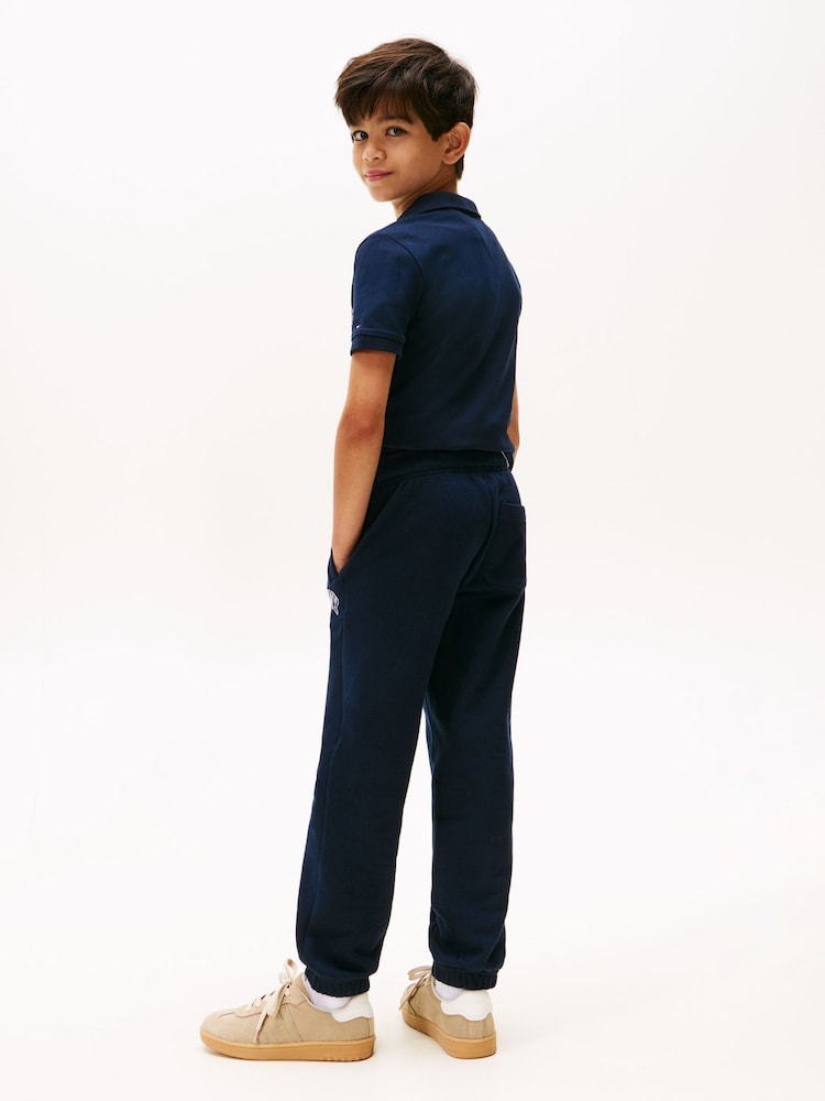 Tommy Hilfiger Blue Varsity Logo Print Fleece Joggers - Image 2 of 5 Tommy Hilfiger Blue Varsity Logo Print Fleece Joggers - Image 2 of 5