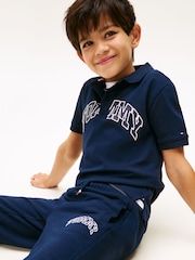 Tommy Hilfiger Blue Varsity Logo Print Fleece Joggers - Image 4 of 5