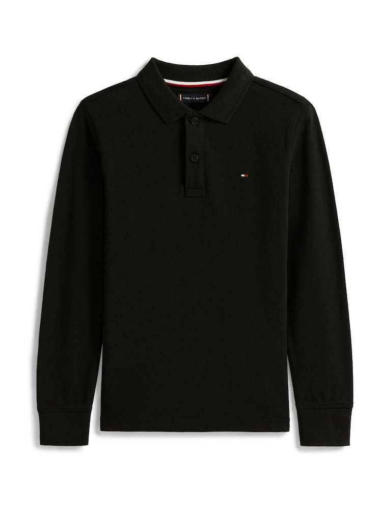 Tommy Hilfiger Black Regular Fit Pique Long Sleeve Polo Shirt - Image 5 of 5