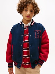 Tommy Hilfiger Blue Reversible Wool Blend Relaxed Bomber Jacket - Image 1 of 6
