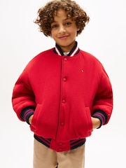 Tommy Hilfiger Blue Reversible Wool Blend Relaxed Bomber Jacket - Image 2 of 6