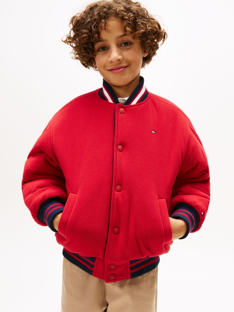Tommy Hilfiger Blue Reversible Wool Blend Relaxed Bomber Jacket - Image 2 of 6 Tommy Hilfiger Blue Reversible Wool Blend Relaxed Bomber Jacket - Image 2 of 6