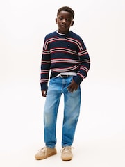 Tommy Hilfiger Blue Cardigan Stitch Crew Neck Jumper - Image 3 of 5