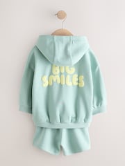 Sage Green Big Smiles - Hoodie and Shorts Set (3mths-7yrs) - Imagen 2 de 4