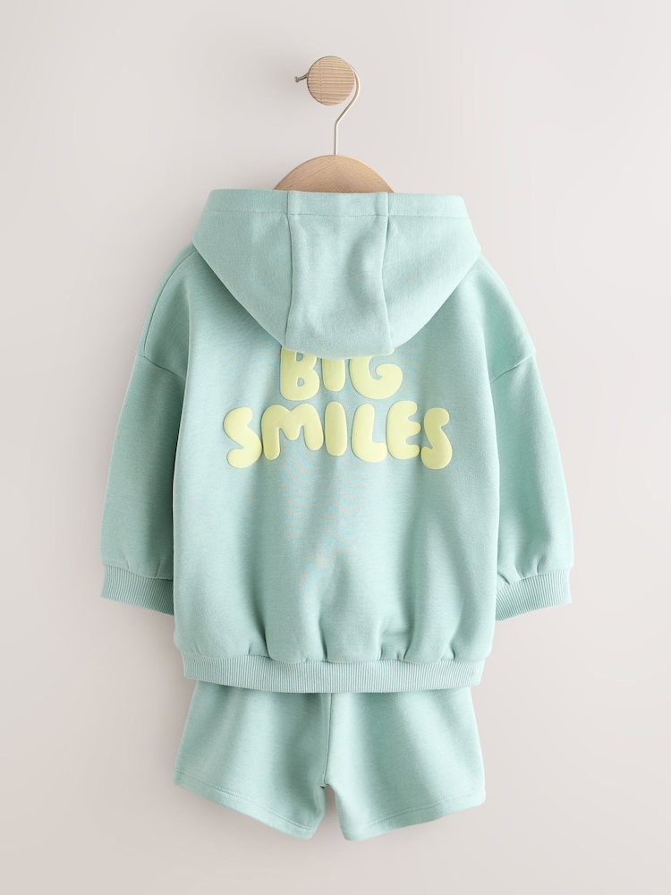 Sage Green Big Smiles - Hoodie and Shorts Set (3mths-7yrs) - Imagen 2 de 4 Sage Green Big Smiles - Hoodie and Shorts Set (3mths-7yrs) - Imagen 2 de 4