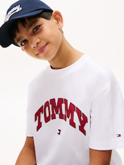 Tommy Hilfiger White Varsity Logo Crew Neck T-Shirt - Image 4 of 5