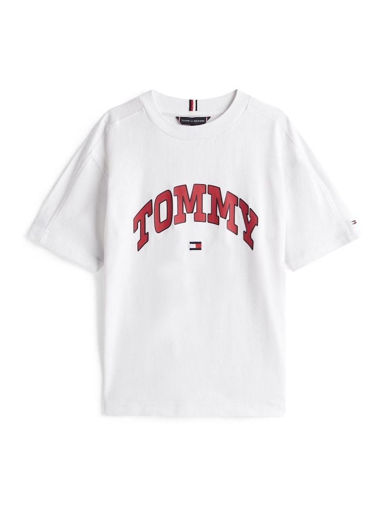 Tommy Hilfiger White Varsity Logo Crew Neck T-Shirt - Image 5 of 5