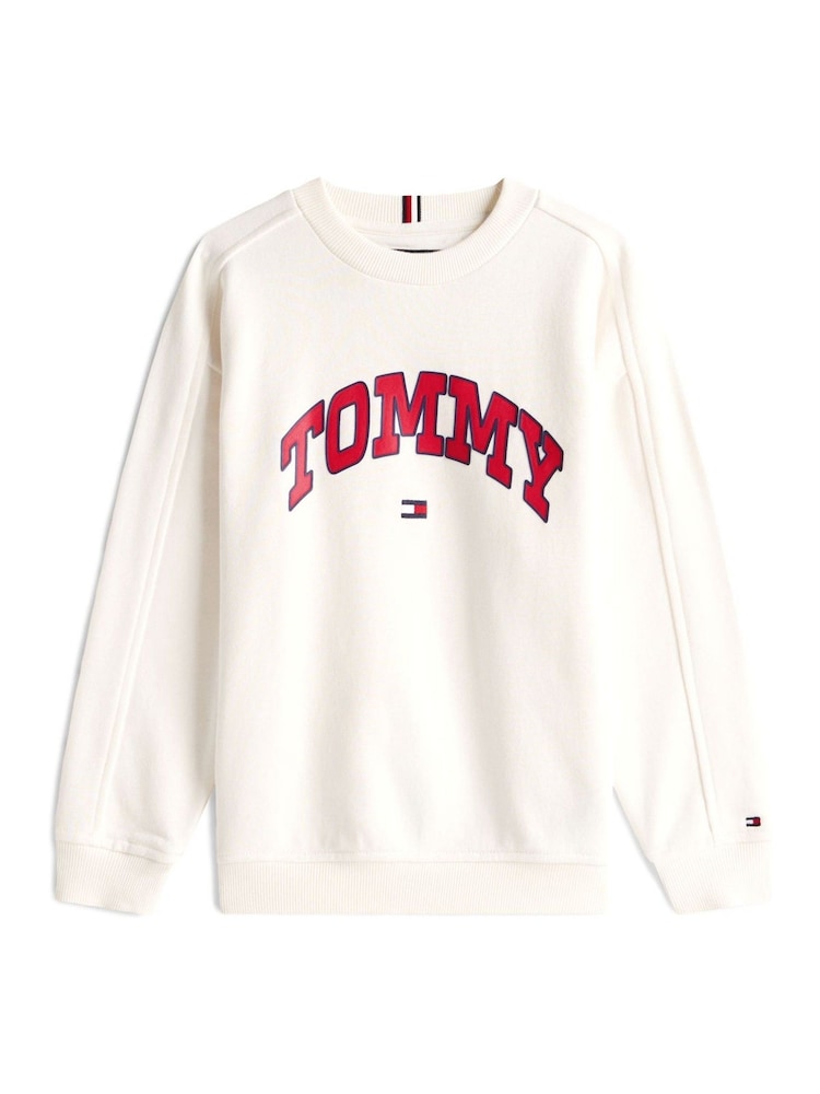 Tommy Hilfiger White Varsity Logo Print Crew Neck Sweattop - Image 5 of 5 Tommy Hilfiger White Varsity Logo Print Crew Neck Sweattop - Image 5 of 5