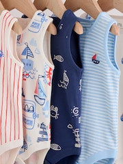 Navy/Red Stripe Baby Bodysuits 5 Pack - Image 9 of 11