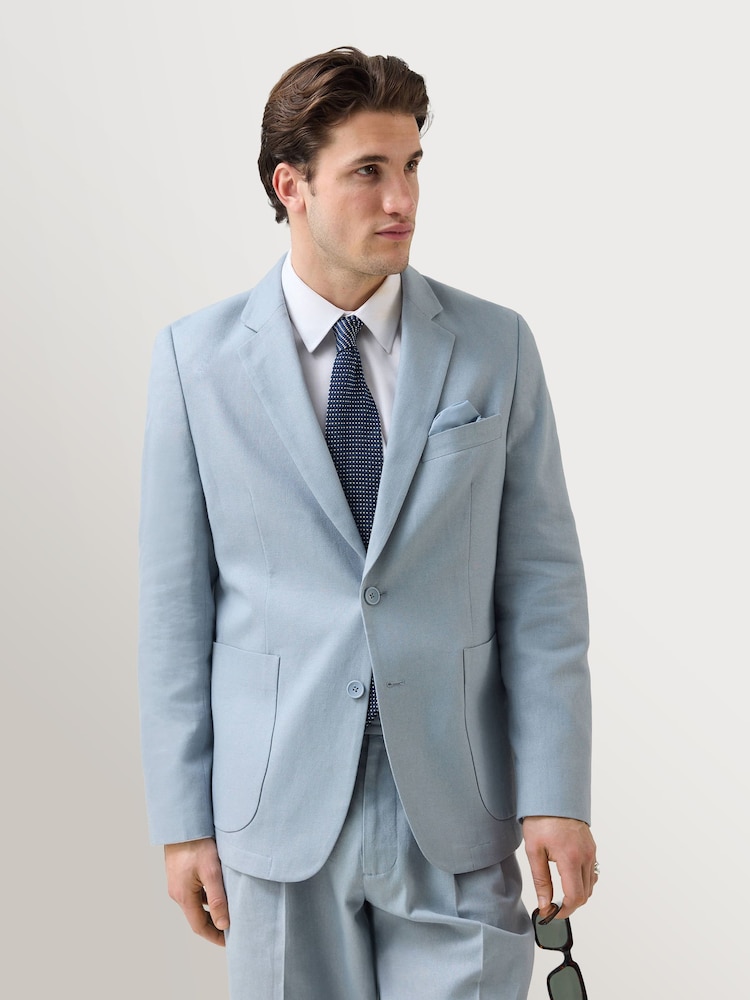 Percival Blue Tailored Linen Blazer - Image 1 of 7