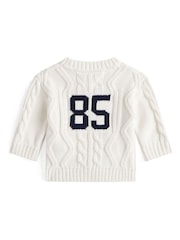 Tommy Hilfiger White Intarsia Back Logo Mixed Knit Cardigan - Image 2 of 2