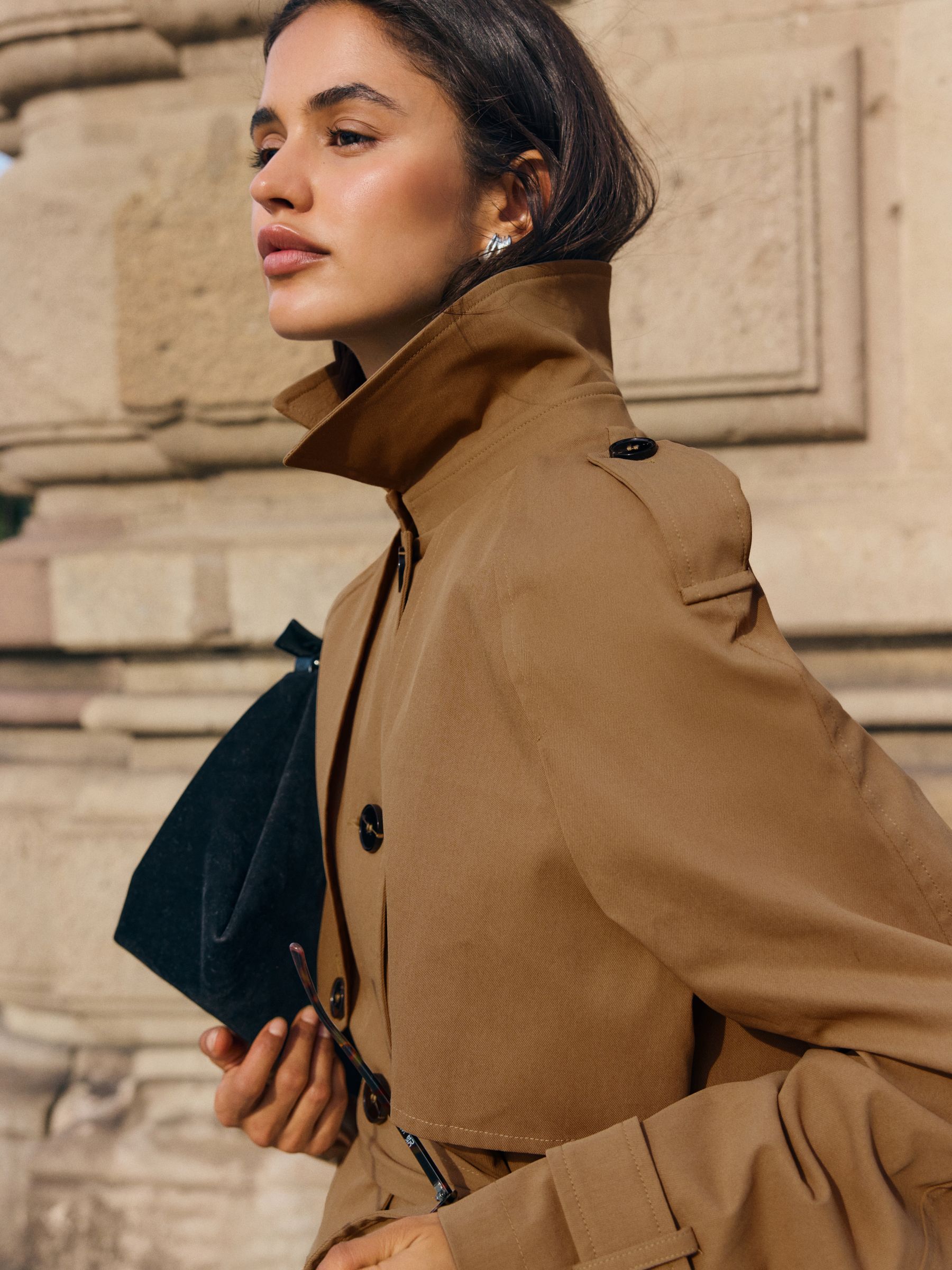 Buy Friends Like These Brown Mid Length Trench Jacket With Cape