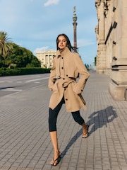 Friends Like These Mid Length Trench Jacket With Cape Detail - תמונה 3 מתוך 5