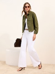 Friends Like These Khaki Green Faux Suede Pocket Front Button Jacket - Image 3 of 5