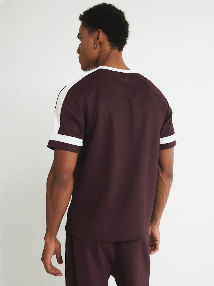 River Island Purple Slim Fit Pique Blocked T-Shirt - Image 2 of 4