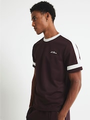 River Island Purple Slim Fit Pique Blocked T-Shirt - Image 4 of 4