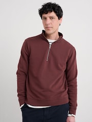 Seasalt Cornwall Brown Mens Wood Moss Quarter Zip Sweatshirt - Image 1 of 5