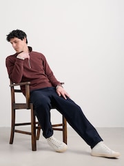 Seasalt Cornwall Brown Mens Wood Moss Quarter Zip Sweatshirt - Image 3 of 5