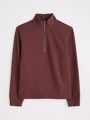 Seasalt Cornwall Brown Mens Wood Moss Quarter Zip Sweatshirt - Image 4 of 5