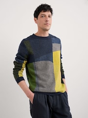 Seasalt Cornwall Blue Mens Carn Gloose Crew Neck Jumper - Image 1 of 5